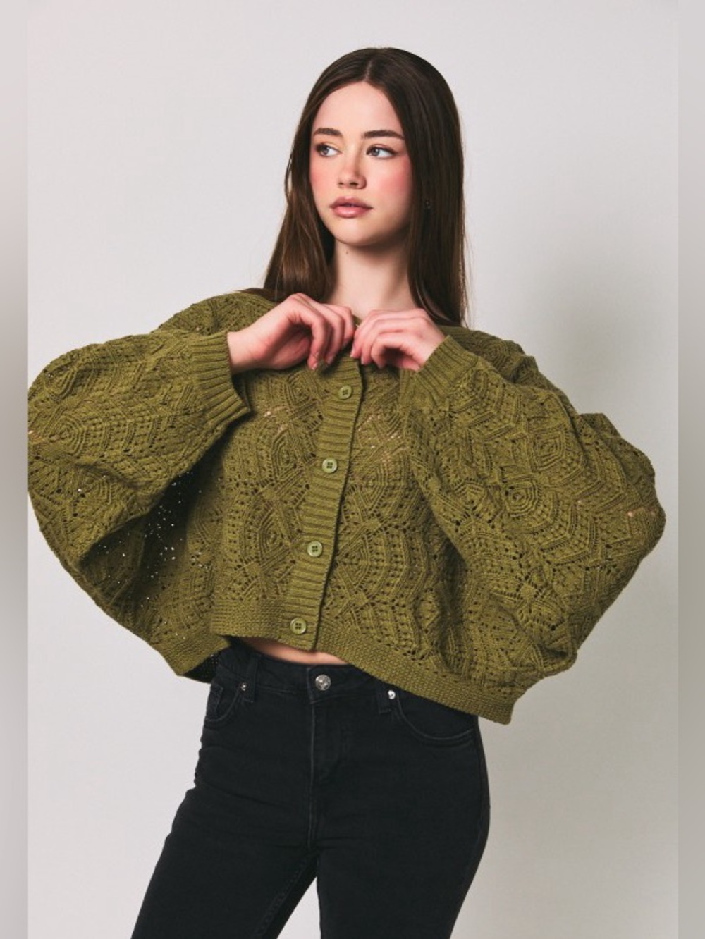 Olive Crotchet Sweater